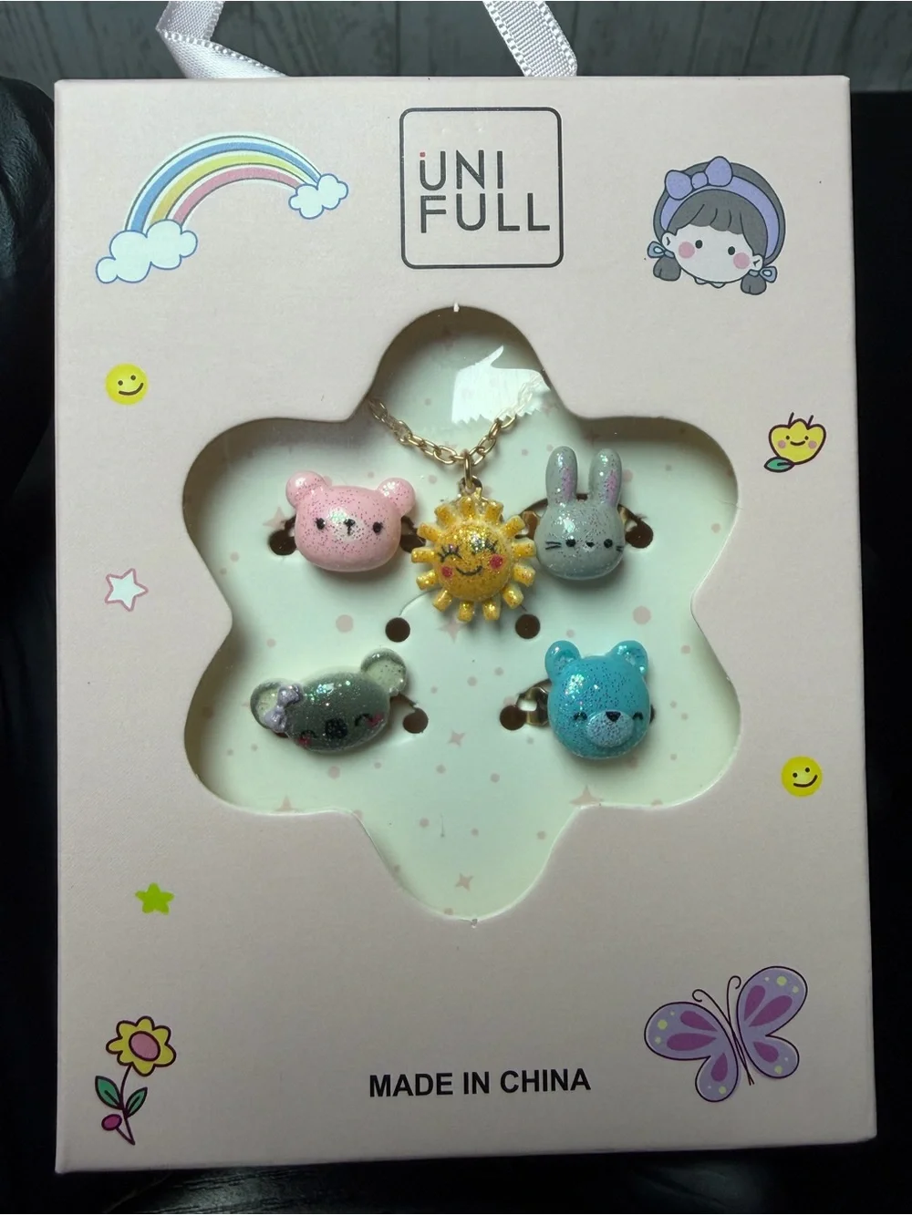 5pc Kids Small Pets Charm Necklace With Four Rings